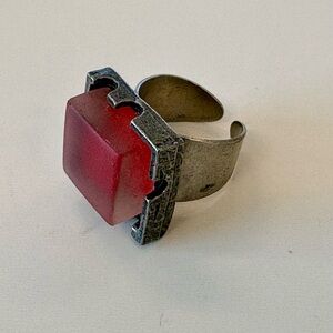 Bold Red Square Stone Ring